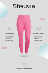 Baby Pink Shsuvia Women's High Waist Stretchable Cotton Legging-Soft slim fit tights for gym, yoga and daily wear.