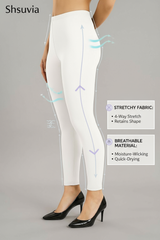 White Shsuvia Women's High Waist Stretchable Cotton Legging-Soft slim fit tights for gym, yoga and daily wear.
