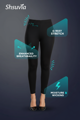 Black Shsuvia Women's High Waist Stretchable Cotton Legging-Soft slim fit tights for gym, yoga and daily wear.
