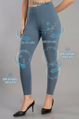 Airforce Green Shsuvia Women's High Waist Stretchable Cotton Legging-Soft slim fit tights for gym, yoga and daily wear.