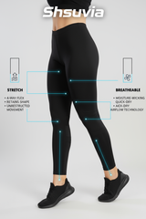 Dark Navy Shsuvia Women's High Waist Stretchable Cotton Legging-Soft slim fit tights for gym, yoga and daily wear.