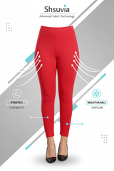Coral Shsuvia Women's High Waist Stretchable Cotton Legging-Soft slim fit tights for gym, yoga and daily wear.