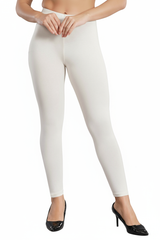 Off White Shsuvia Women's High Waist Stretchable Cotton Legging-Soft slim fit tights for gym, yoga and daily wear.
