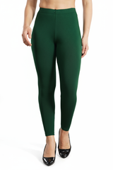 Bottle Green Shsuvia Women's High Waist Stretchable Cotton Legging-Soft slim fit tights for gym, yoga and daily wear.