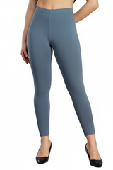 Airforce Green Shsuvia Women's High Waist Stretchable Cotton Legging-Soft slim fit tights for gym, yoga and daily wear.