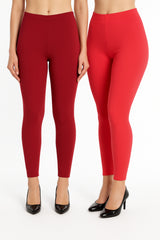Shsuvia Women Cropped Leggings – Pack of 2 RED & Coral