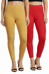 Shsuvia Women Cropped Leggings – Pack of 2 Stone & Coral