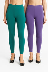 Shsuvia Women Cropped Leggings – Pack of 2 Rama Green & Lavender