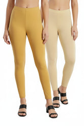 Shsuvia Women Cropped Leggings – Pack of 2 Stone & Skin