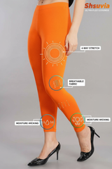 Light Orange Shsuvia Women's High Waist Stretchable Cotton Legging-Soft slim fit tights for gym, yoga and daily wear