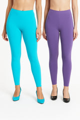 Shsuvia Women Cropped Leggings – Pack of 2 Sky Blue & Lavender