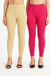 Shsuvia Women Cropped Leggings – Pack of 2 Skin & Rani Rose