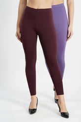 Shsuvia Women Cropped Leggings – Pack of 2 Wine & Lavender