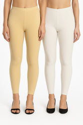 Shsuvia Women Cropped Leggings – Pack of 2 Skin & Off White