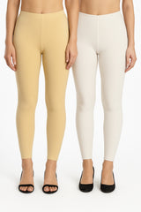 Shsuvia Women Cropped Leggings – Pack of 2 Skin & Off White