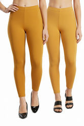 Shsuvia Women Cropped Leggings – Pack of 2 Stone & Mustard