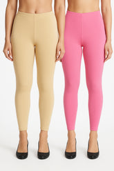 Shsuvia Women Cropped Leggings – Pack of 2 Skin & Baby Pink