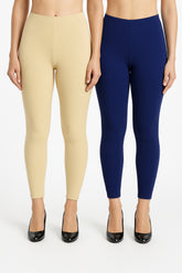 Shsuvia Women Cropped Leggings – Pack of 2 Skin & Old Royal