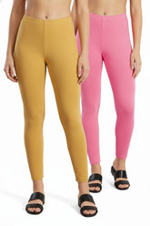 Shsuvia Women Cropped Leggings – Pack of 2 Stone & Baby Pink