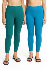 Shsuvia Women Cropped Leggings – Pack of 2 Rama Green & Turquoise blue
