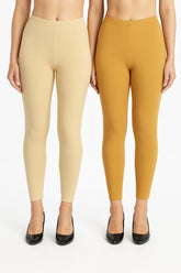 Shsuvia Women Cropped Leggings – Pack of 2 Skin & Stone