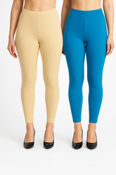Shsuvia Women Cropped Leggings – Pack of 2 Skin & Turquoise blue