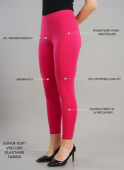 Shsuvia Women Cropped Leggings – Pack of 2 Rani Rose & Black