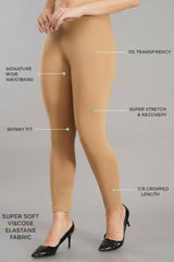 Shsuvia Women Cropped Leggings – Pack of 2 Biscuit & Off White