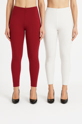 Shsuvia Women Cropped Leggings – Pack of 2 RED & White