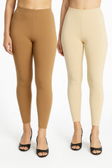 Shsuvia Women Cropped Leggings – Pack of 2 Biscuit & Skin