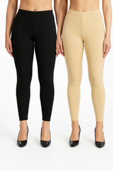 Shsuvia Women Cropped Leggings – Pack of 2 Black & Skin