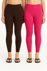 Shsuvia Women Cropped Leggings – Pack of 2 Coffee Brown & Rani Rose