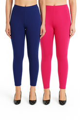 Shsuvia Women Cropped Leggings – Pack of 2 Old Royal & Rani Rose