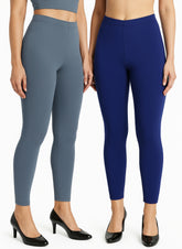 Shsuvia Women Cropped Leggings – Pack of 2 Airforce Green & Old Royal