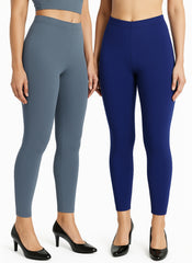 Shsuvia Women Cropped Leggings – Pack of 2 Airforce Green & Old Royal