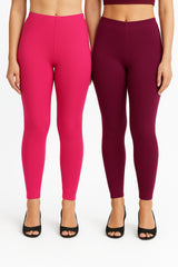 Shsuvia Women Cropped Leggings – Pack of 2 Rani Rose & Majentha