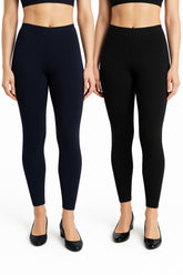 Shsuvia Women Cropped Leggings – Pack of 2 Dark Navy & Black