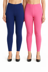 Shsuvia Women Cropped Leggings – Pack of 2 Old Royal & Baby Pink