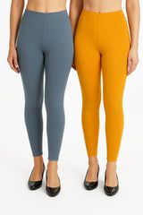 Shsuvia Women Cropped Leggings – Pack of 2 Airforce Green & Mustard