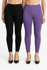 Shsuvia Women Cropped Leggings – Pack of 2 Black & Lavender
