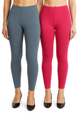 Shsuvia Women Cropped Leggings – Pack of 2 Airforce Green & Rani Rose
