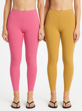 Shsuvia Women Cropped Leggings – Pack of 2 Baby Pink & Stone