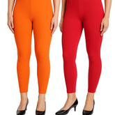 Shsuvia Women Cropped Leggings – Pack of 2 Light Orange & Coral
