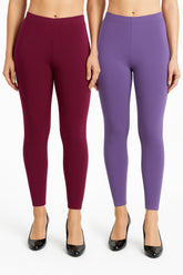 Shsuvia Women Cropped Leggings – Pack of 2 Majentha & Lavender