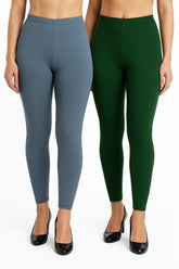 Shsuvia Women Cropped Leggings – Pack of 2 Airforce Green & Bottle Green