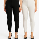 Shsuvia Women Cropped Leggings – Pack of 2 Black & Off White