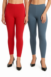 Shsuvia Women Cropped Leggings – Pack of 2 Coral & Airforce Green