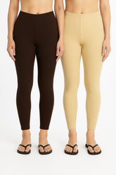Shsuvia Women Cropped Leggings – Pack of 2 Coffee Brown & Skin