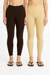 Shsuvia Women Cropped Leggings – Pack of 2 Coffee Brown & Skin
