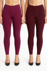 Shsuvia Women Cropped Leggings – Pack of 2 Majentha & Wine